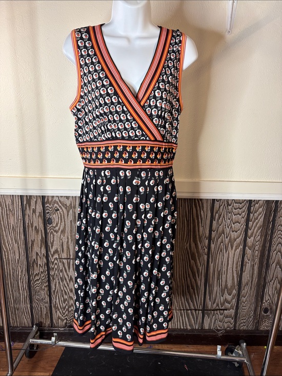 Max Studio Dresses & Skirts - Max Studio Black Midi Dress with Orange and White Floral Print